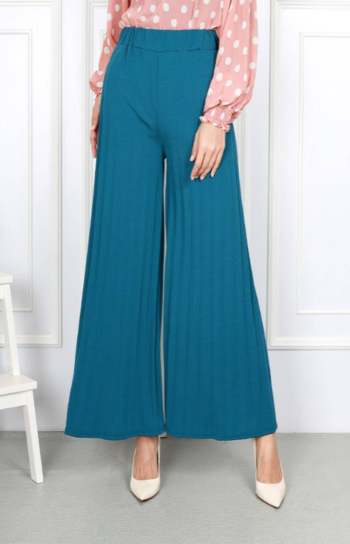 QA-869 - Pleated Wide Leg Palazzo Teal
